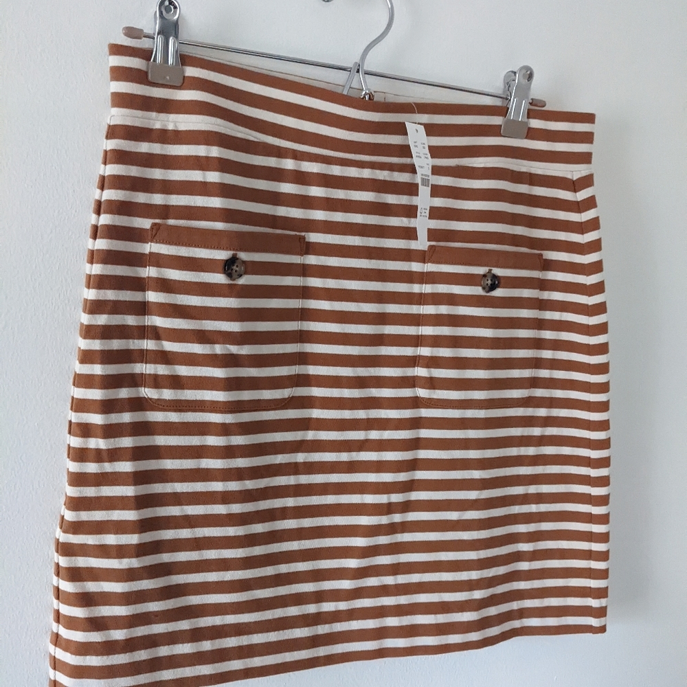 J. Crew Striped Knit Skirt in Pecan NWT